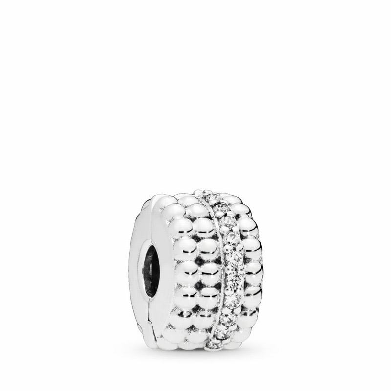 Pandora Australia Beaded Brilliance Clip Charm - Sterling Silver | DXRIEP027